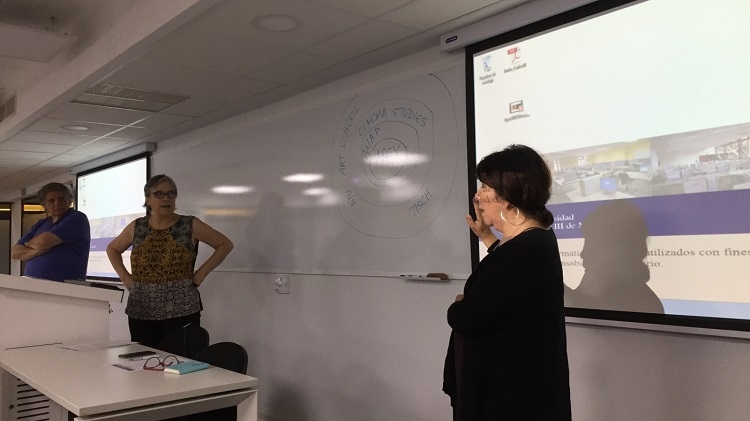 Profs. Jimenez and Suárez presenting on APEX at Universidad Carlos III de Madrid.